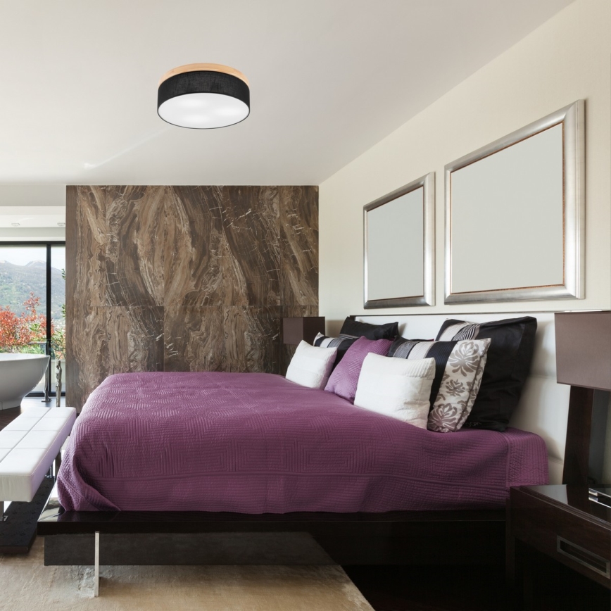 Brilagi - Luminária de Teto LED BELLADONNA 3xE27/15W/230V diâmetro 50 cm preto/pinho