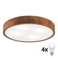 Brilagi - Luminária de teto LED CARVALHO 4xE27/60W/230V, acabamento carvalho/cerejeira, Ø 57,5 cm