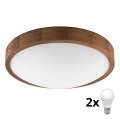 Brilagi - Luminária de Teto LED CARVALHO SLIM 2xE27/60W/230V carvalho cerejeira diâmetro 37 cm