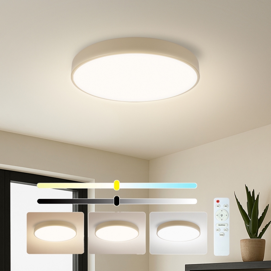 Brilagi - Luminária de teto LED dimerizável POOL LED/48W/230V 3000-6000K Ø 40 cm bege + controlo remoto