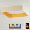Brilagi - Luminária de teto LED dimerizável VELVET SQUARE SMART LED/36W/230V 60x60 cm 2700-6500K Wi-Fi Tuya + comando remoto creme