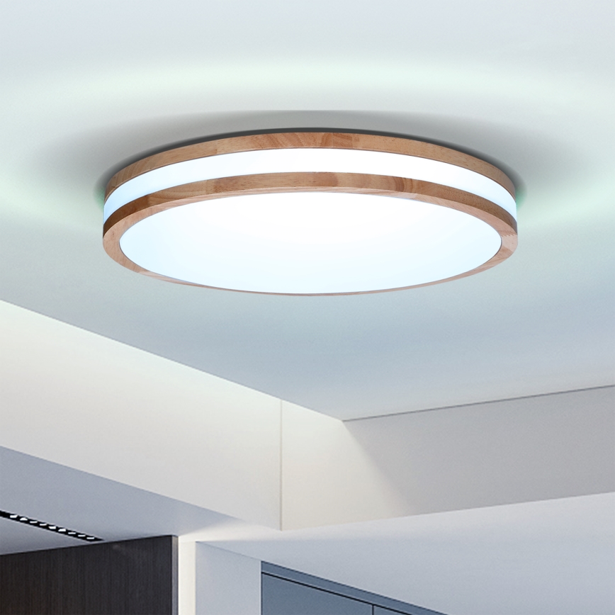 Brilagi - Luminária de teto LED dimmerizável MOLINA LED/48W/230V 3000-6500K carvalho diâmetro 38 cm + controlo remoto