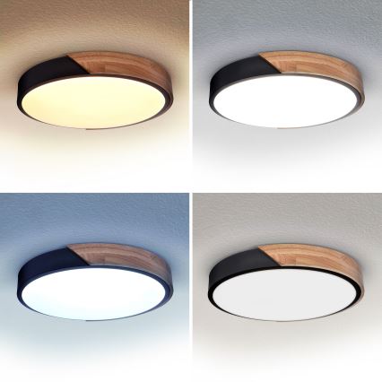 Brilagi - Luminária de teto LED dimmerizável PILANA LED/48W/230V 3000-6500K carvalho diâmetro 40 cm + controlo remoto
