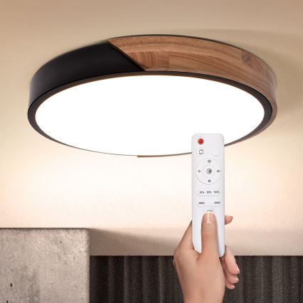 Brilagi - Luminária de teto LED dimmerizável PILANA LED/48W/230V 3000-6500K carvalho diâmetro 40 cm + controlo remoto