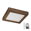 Brilagi - Luminária de teto LED dimmerizável para banheiro WOODY FRAME LED/24W/230V carvalho nogueira 30x30 cm 3000-6000K IP44 + controlo remoto