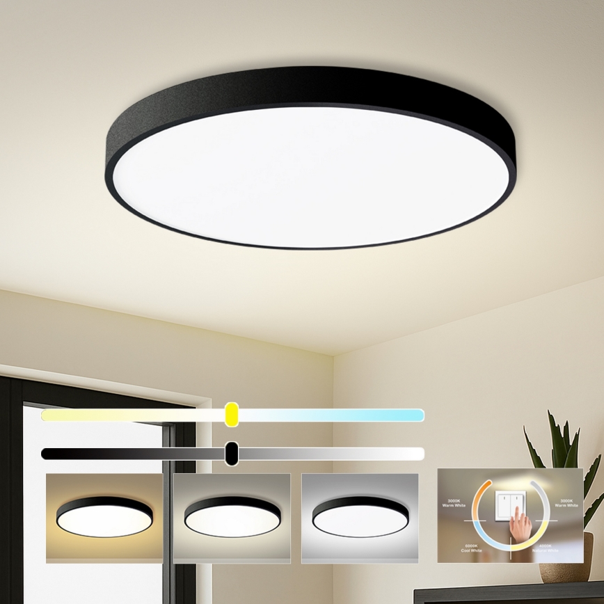 Brilagi - Luminária de teto LED POOL LED/100W/230V 3000/4500/6000K Ø 80 cm preta