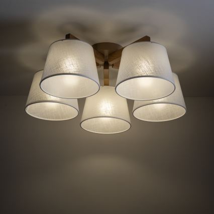 Brilagi - Luminária de teto sobreposta LATTE SABIA 5xE27/60W/230V pinho/branco