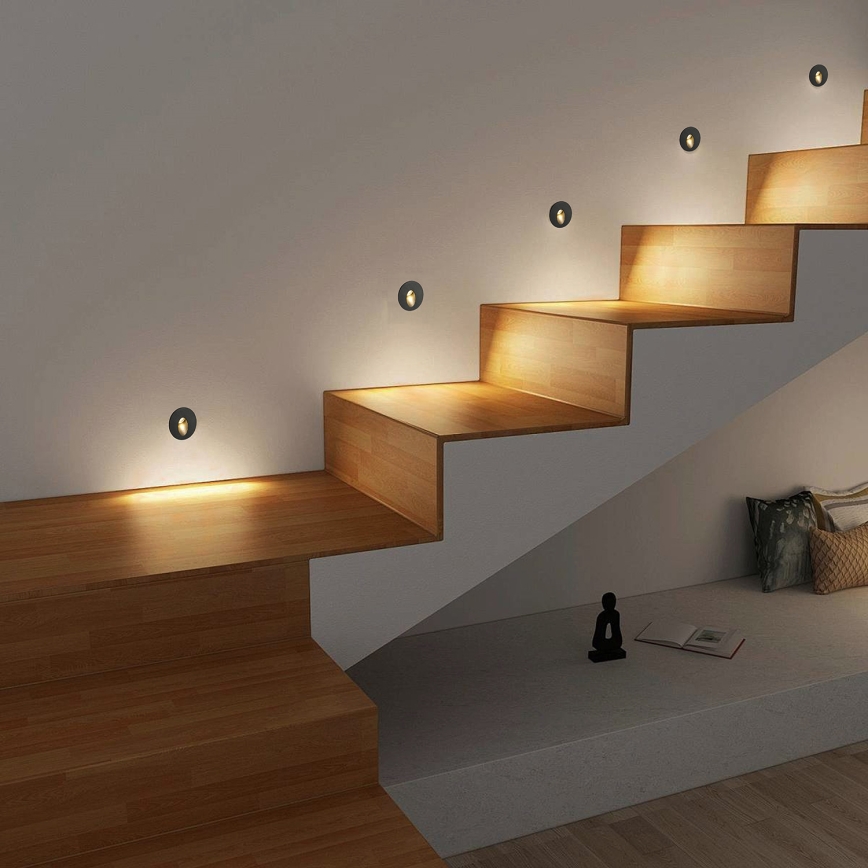 Brilagi - Luminária LED de embutir para exterior STAIRDOT LED/2W/230V, preta, IP65, redonda