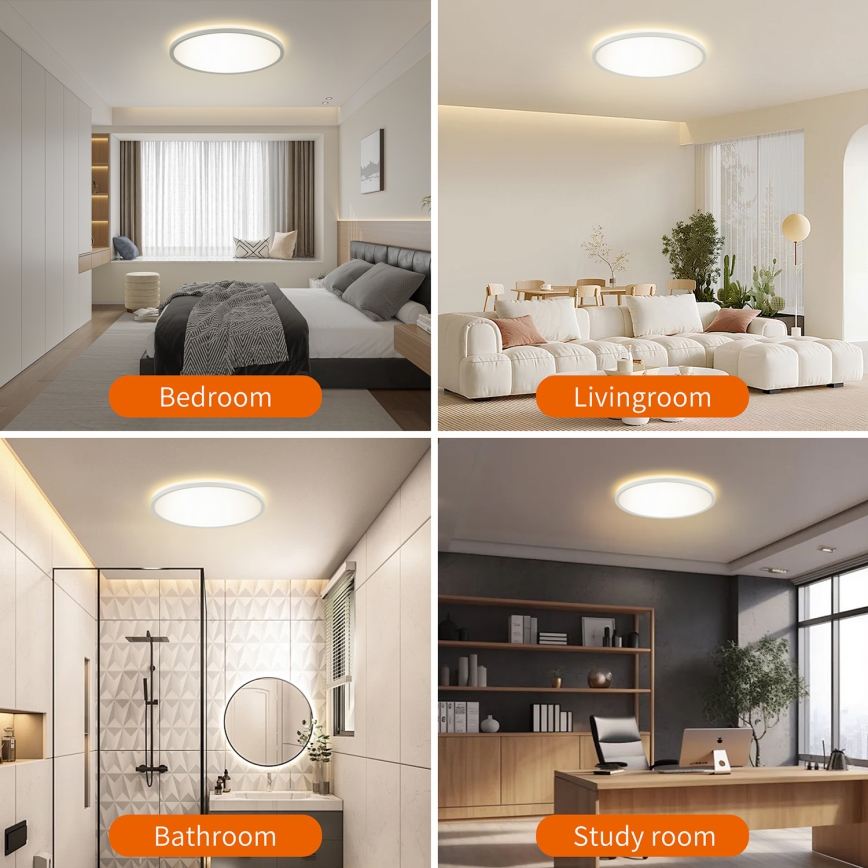 Brilagi - Luminária de teto LED dimmerizável ULTRA SLIM LED/24W/230V 2700-6500K diâmetro 42 cm branca + controlo remoto