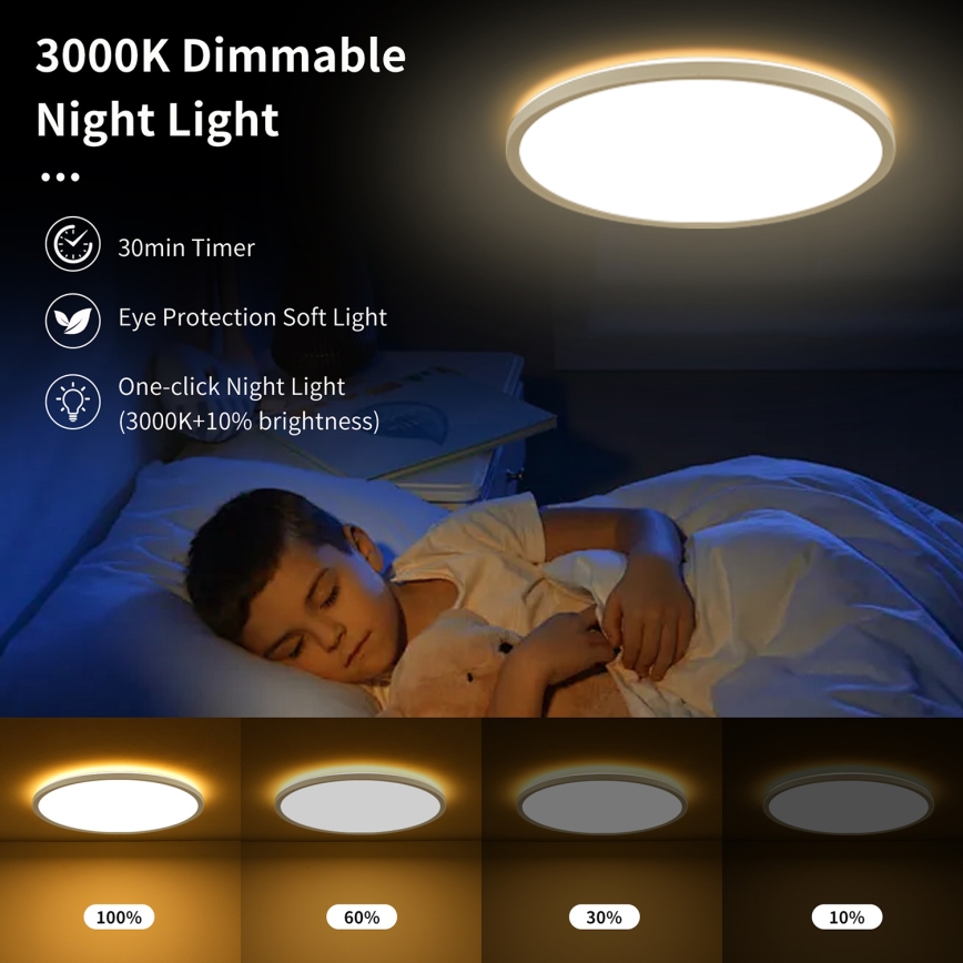Brilagi - Luminária de teto LED dimmerizável ULTRA SLIM LED/24W/230V 2700-6500K diâmetro 42 cm branca + controlo remoto