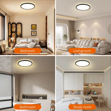 Brilagi - Luminária de teto LED dimmerizável ULTRA SLIM LED/24W/230V 2700-6500K diâmetro 42 cm preta + comando à distância