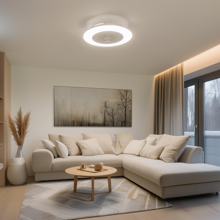 Brilagi - Luminária LED Regulável com Ventilador AURA LED/38W/230V 3000-6000K branco + comando à distância