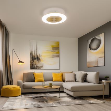 Brilagi - Luminária LED Regulável com Ventilador AURA LED/38W/230V 3000-6000K dourado + controlo remoto