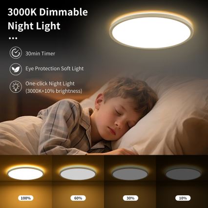 Brilagi - Luminária de teto LED dimmerizável ULTRA SLIM LED/18W/230V 2700-6500K diâmetro 30 cm branca + controlo remoto