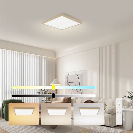 Brilagi - Candeeiro de tecto para casa de banho LED dimerizável FRAME SMART LED/50W/230V 60x60 cm 3000-6000K IP44 bege + comando remoto
