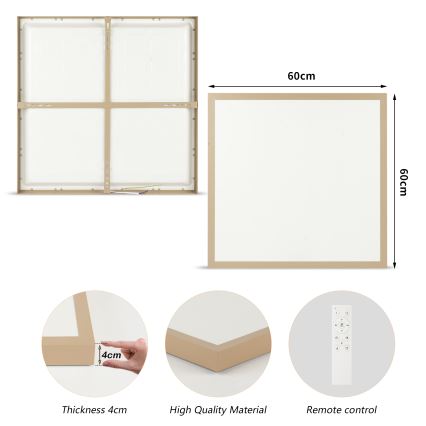 Brilagi - Candeeiro de tecto para casa de banho LED dimerizável FRAME SMART LED/50W/230V 60x60 cm 3000-6000K IP44 bege + comando remoto