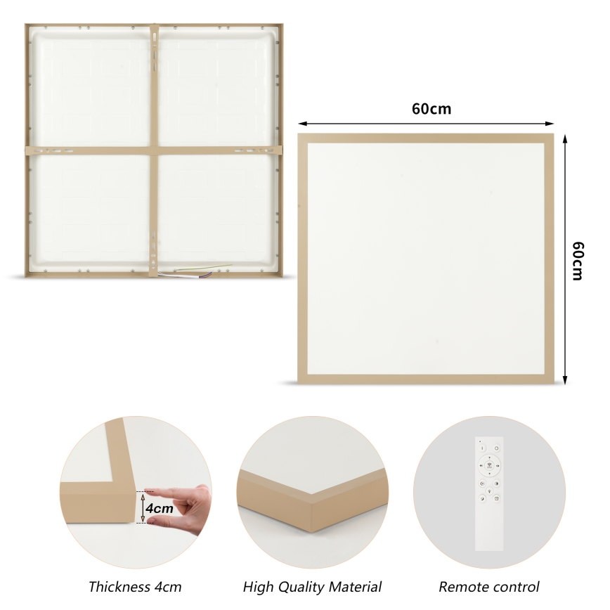 Brilagi - Candeeiro de tecto para casa de banho LED dimerizável FRAME SMART LED/50W/230V 60x60 cm 3000-6000K IP44 bege + comando remoto