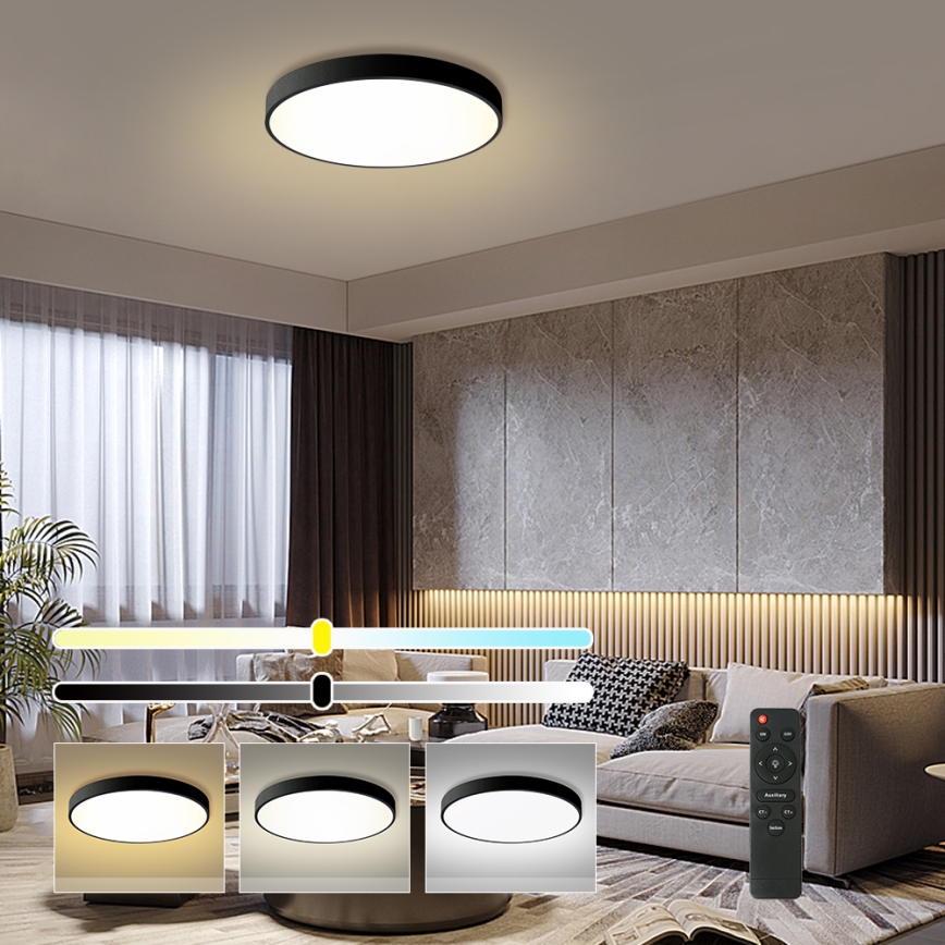 Brilagi - Candeeiro de teto LED regulável POOL LED/60W/230V 3000-6000K Ø 60 cm preto + controlo remoto