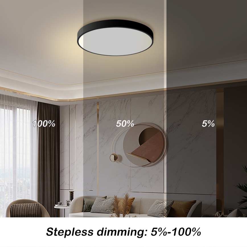 Brilagi - Candeeiro de teto LED regulável POOL LED/60W/230V 3000-6000K Ø 60 cm preto + controlo remoto