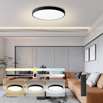 Brilagi - Candeeiro de teto LED regulável POOL SMART LED/100W/230V 3000-6000K Ø 80 cm Wi-Fi Tuya preto + comando remoto