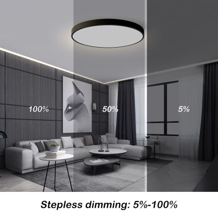 Brilagi - Candeeiro de teto LED regulável POOL SMART LED/100W/230V 3000-6000K Ø 80 cm Wi-Fi Tuya preto + comando remoto