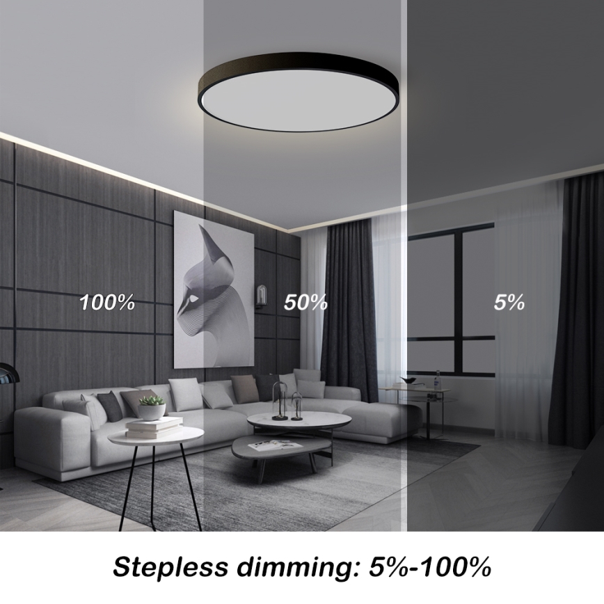 Brilagi - Candeeiro de teto LED regulável POOL SMART LED/100W/230V 3000-6000K Ø 80 cm Wi-Fi Tuya preto + comando remoto