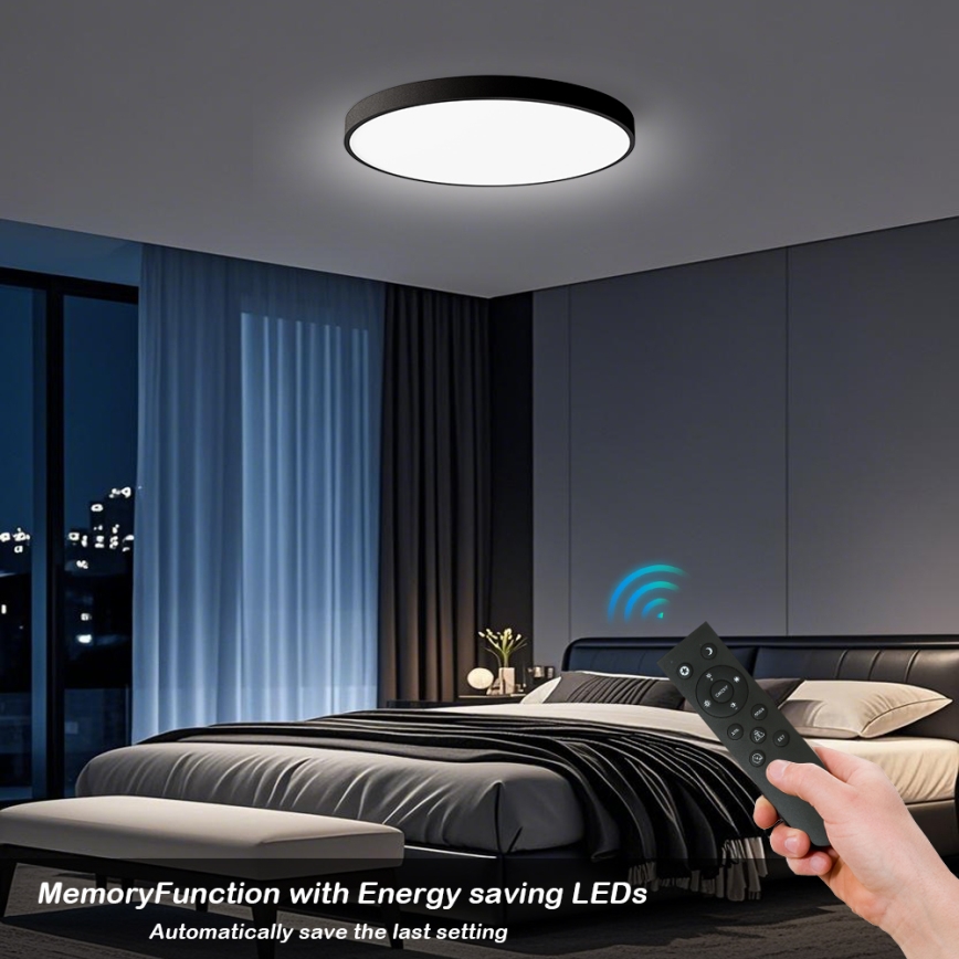 Brilagi - Candeeiro de teto LED regulável POOL SMART LED/100W/230V 3000-6000K Ø 80 cm Wi-Fi Tuya preto + comando remoto