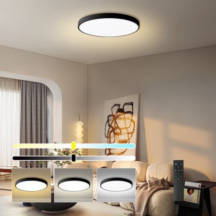 Brilagi - Luminária de teto LED dimerizável POOL SMART LED/180W/230V 3000-6000K Ø 120 cm Wi-Fi Tuya preta + controlo remoto