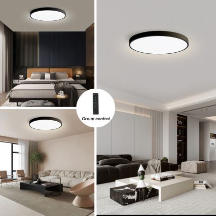 Brilagi - Luminária de teto LED dimerizável POOL SMART LED/180W/230V 3000-6000K Ø 120 cm Wi-Fi Tuya preta + controlo remoto