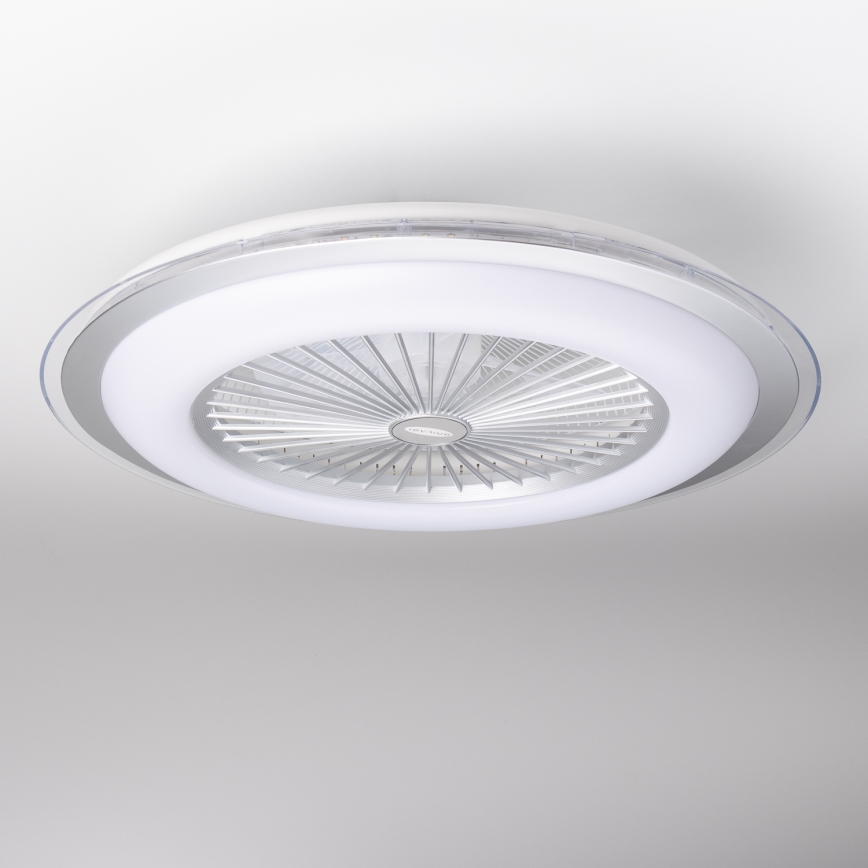 Brilagi - Luminária LED Regulável com Ventilador RONDA LED/48W/230V 3000-6000K prata + comando à distância
