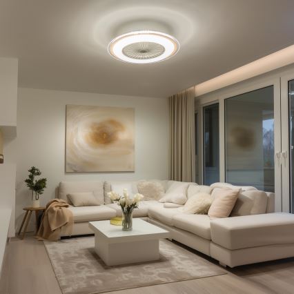 Brilagi - Luminária LED Regulável com Ventilador RONDA LED/48W/230V 3000-6000K branco + comando à distância