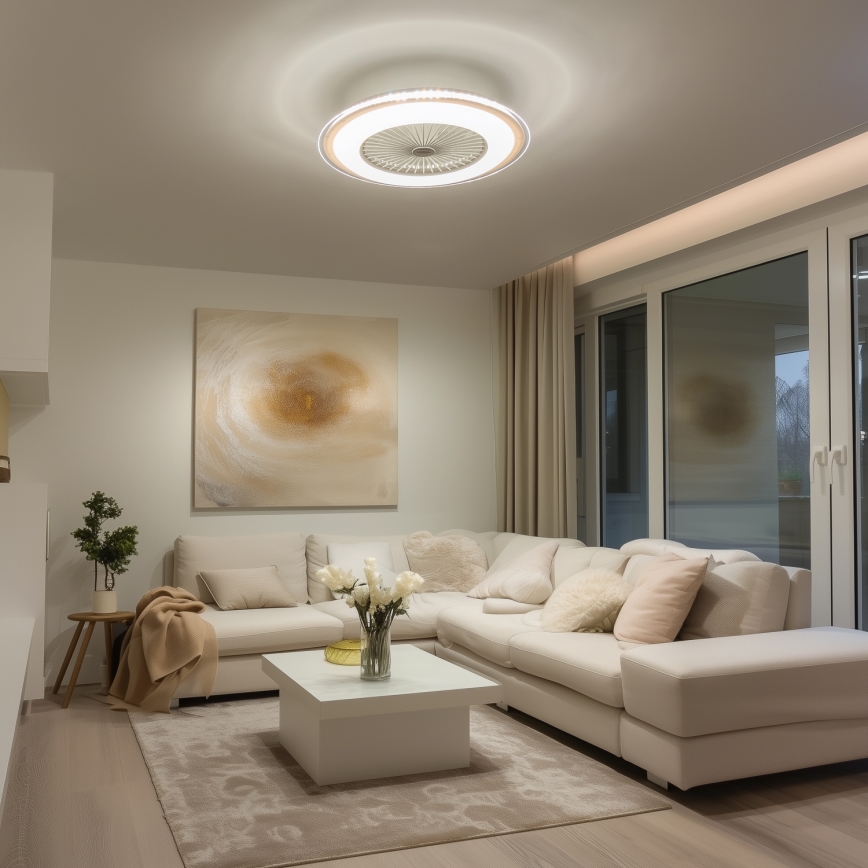 Brilagi - Luminária LED Regulável com Ventilador RONDA LED/48W/230V 3000-6000K branco + comando à distância