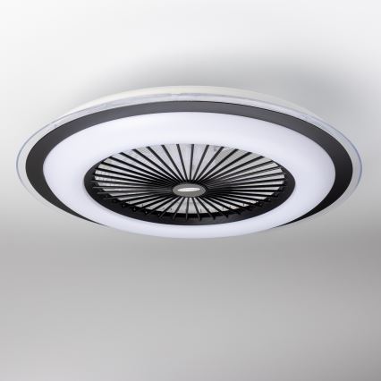Brilagi - Luminária LED Regulável com Ventilador RONDA LED/48W/230V 3000-6000K preta + comando à distância