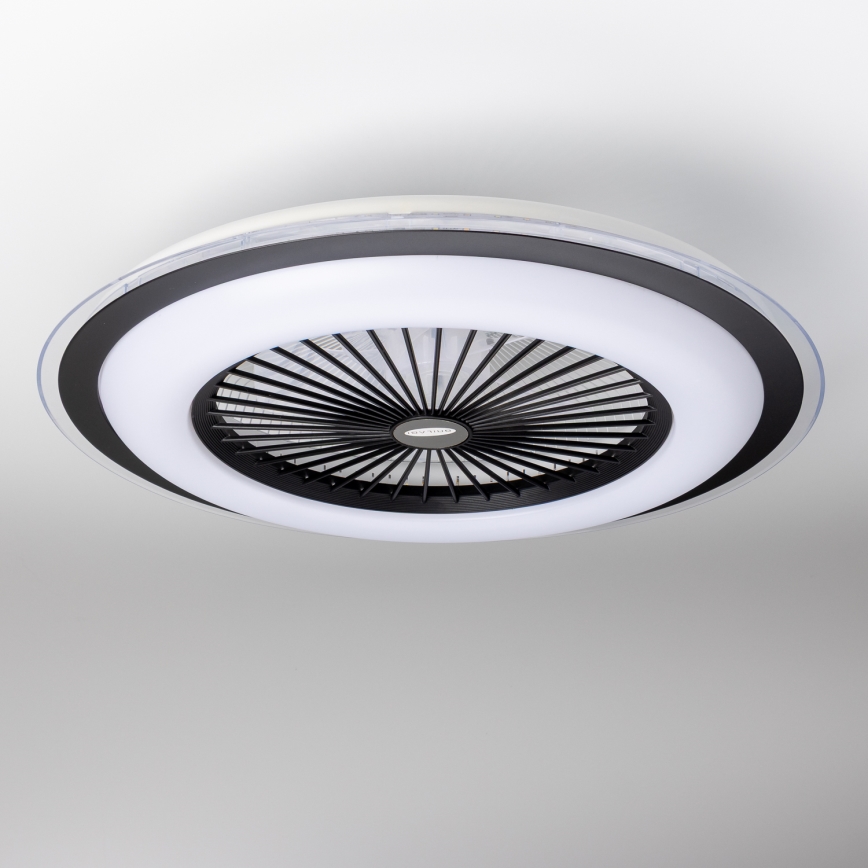 Brilagi - Luminária LED Regulável com Ventilador RONDA LED/48W/230V 3000-6000K preta + comando à distância
