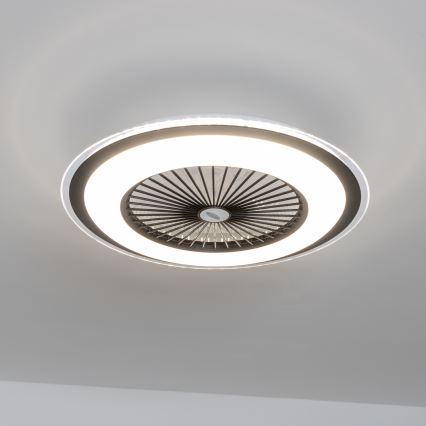Brilagi - Luminária LED Regulável com Ventilador RONDA LED/48W/230V 3000-6000K preta + comando à distância