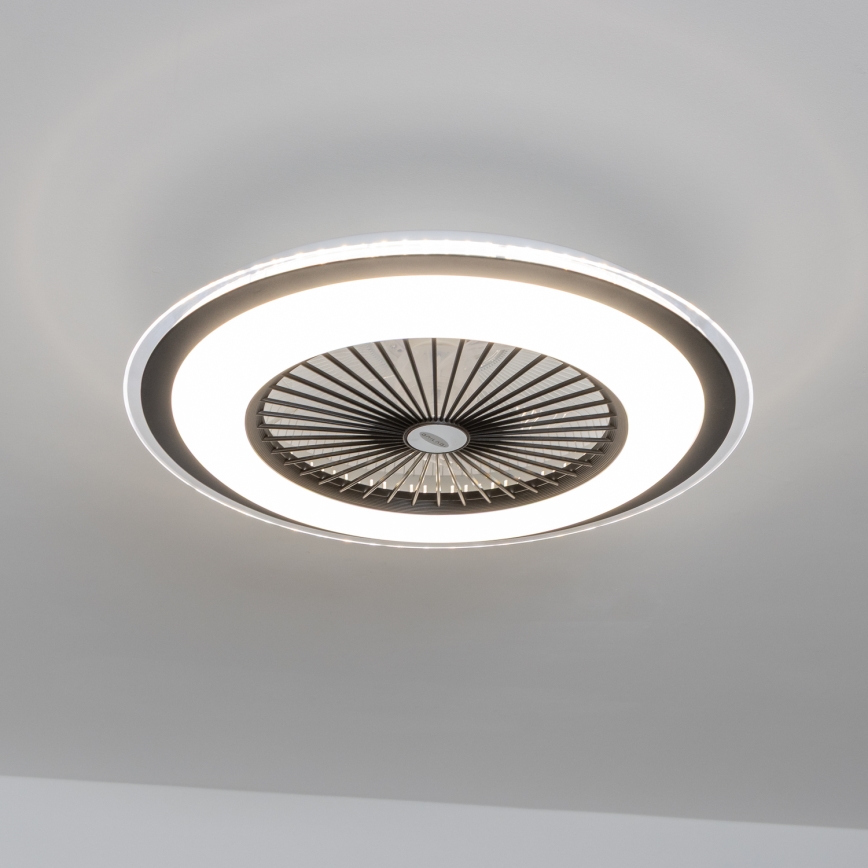 Brilagi - Luminária LED Regulável com Ventilador RONDA LED/48W/230V 3000-6000K preta + comando à distância