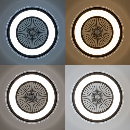 Brilagi - Luminária LED Regulável com Ventilador RONDA LED/48W/230V 3000-6000K preta + comando à distância
