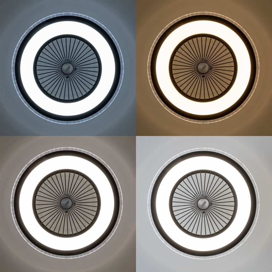 Brilagi - Luminária LED Regulável com Ventilador RONDA LED/48W/230V 3000-6000K preta + comando à distância