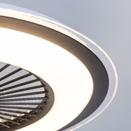 Brilagi - Luminária LED Regulável com Ventilador RONDA LED/48W/230V 3000-6000K preta + comando à distância