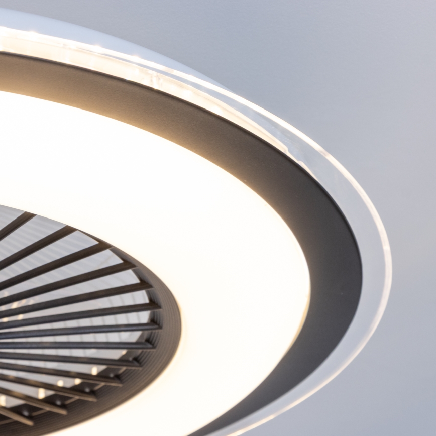Brilagi - Luminária LED Regulável com Ventilador RONDA LED/48W/230V 3000-6000K preta + comando à distância