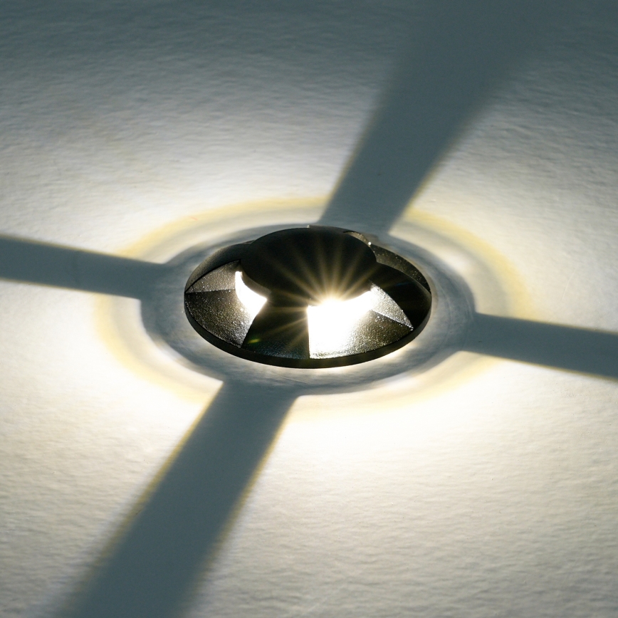Brilagi - Luminária LED embutida no solo para exterior GROUNDRAY LED/1W/230V preta IP67
