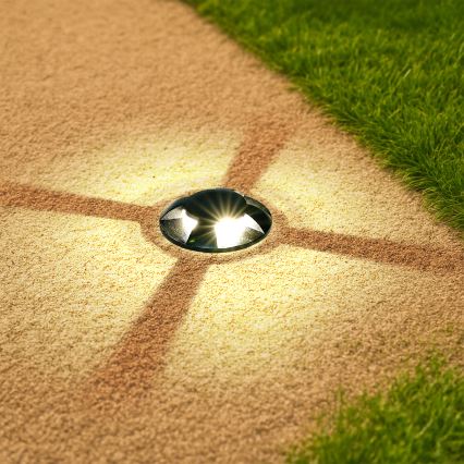 Brilagi - Luminária LED embutida no solo para exterior GROUNDRAY LED/1W/230V preta IP67
