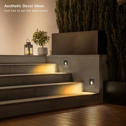 Brilagi - Luminária LED embutida para exterior STAIRDOT LED/2W/230V preta IP65 quadrada