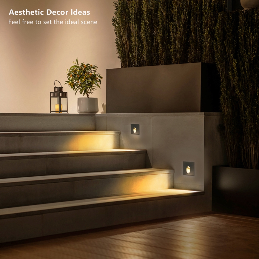 Brilagi - Luminária LED embutida para exterior STAIRDOT LED/2W/230V preta IP65 quadrada