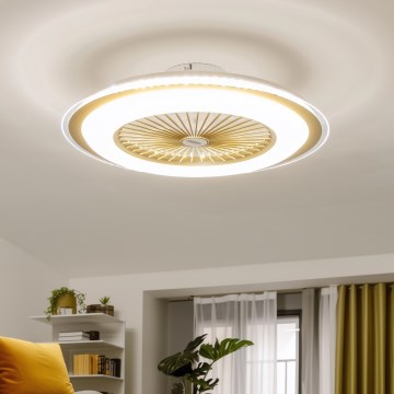 Brilagi - Luminária LED Regulável com Ventilador RONDA LED/48W/230V 3000-6000K dourado + comando à distância