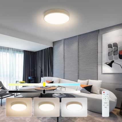 Brilagi - Candeeiro de tecto LED dimerizável POOL LED/36W/230V 3000-6000K Ø 30 cm bege + comando remoto