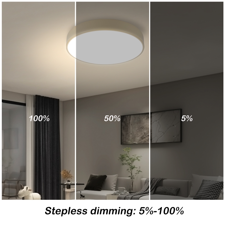 Brilagi - Candeeiro de tecto LED dimerizável POOL LED/36W/230V 3000-6000K Ø 30 cm bege + comando remoto