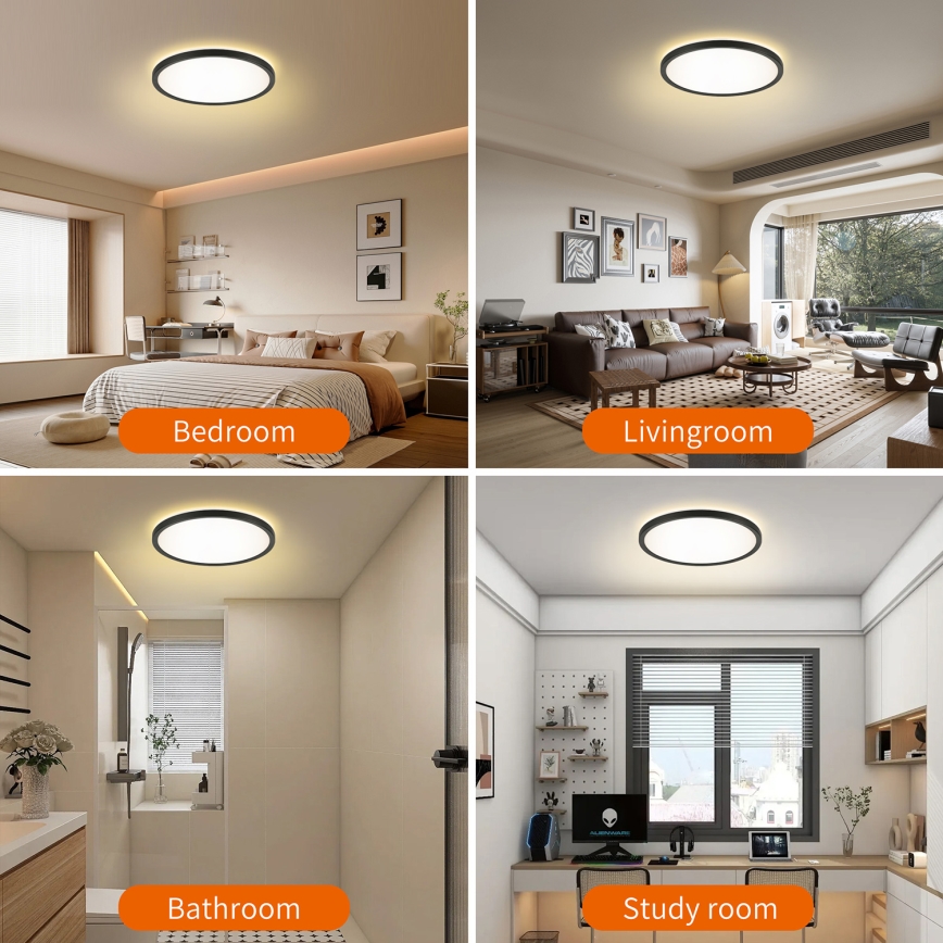 Brilagi - Luminária de teto LED RGBW dimmerizável ULTRA SLIM LED/18W/230V 2700-6500K diâmetro 30 cm preta + controlo remoto