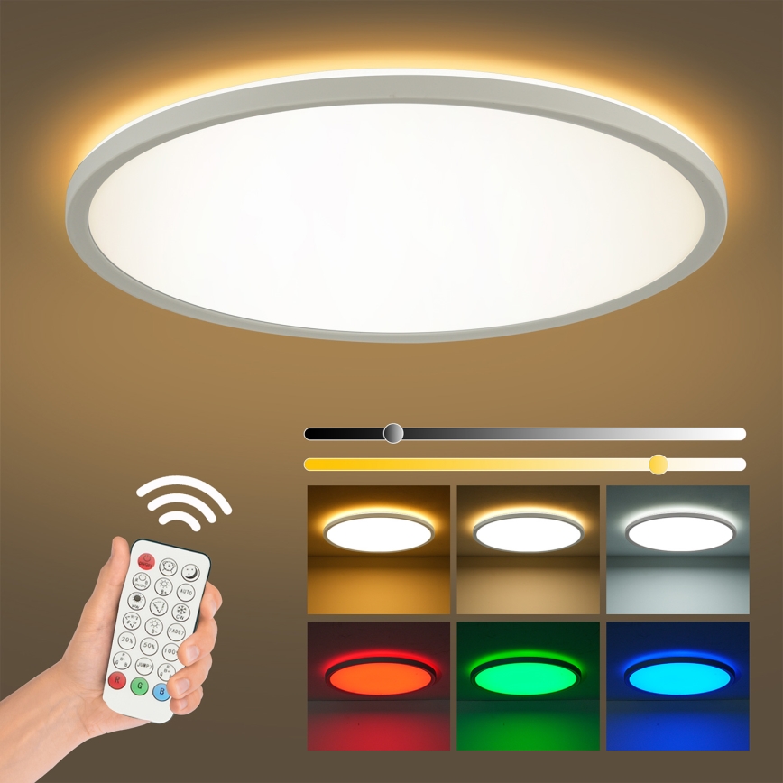 Brilagi - Luminária de teto LED RGBW dimável ULTRA SLIM LED/18W/230V 2700-6500K diâmetro 30 cm branca + controlo remoto