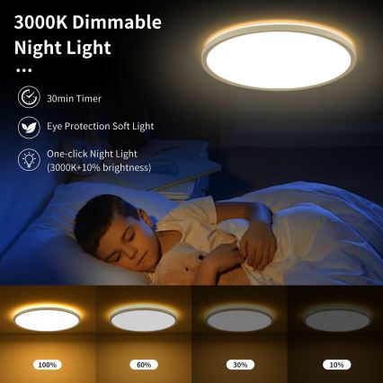 Brilagi - Luminária de teto LED RGBW dimável ULTRA SLIM LED/18W/230V 2700-6500K diâmetro 30 cm branca + controlo remoto